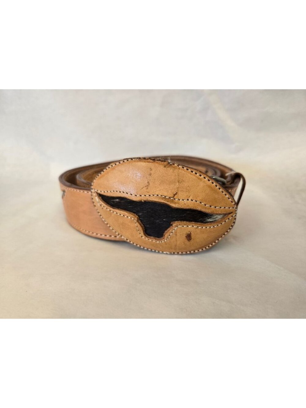 Handcrafted Hand Tooled Leather Belt With Longhorn Cutouts With Genuine Cowhide